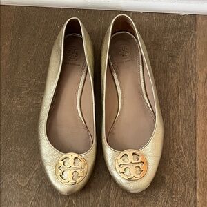 Tory Burch Metallic Gold Loafers